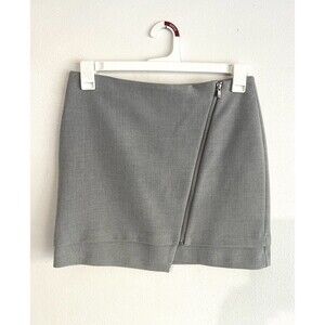 H&M mini skirt Y2K asymmetric hem minimalist office syren preppy gray women 8